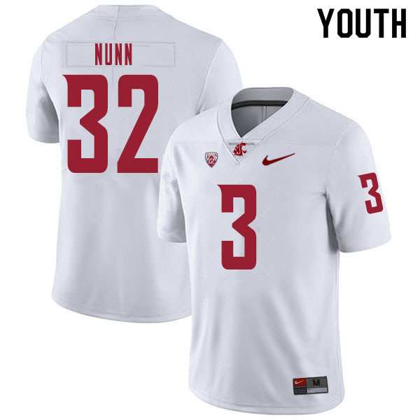 Youth #32 Pat Nunn Washington State Cougars College Football Jerseys Sale-White - Click Image to Close